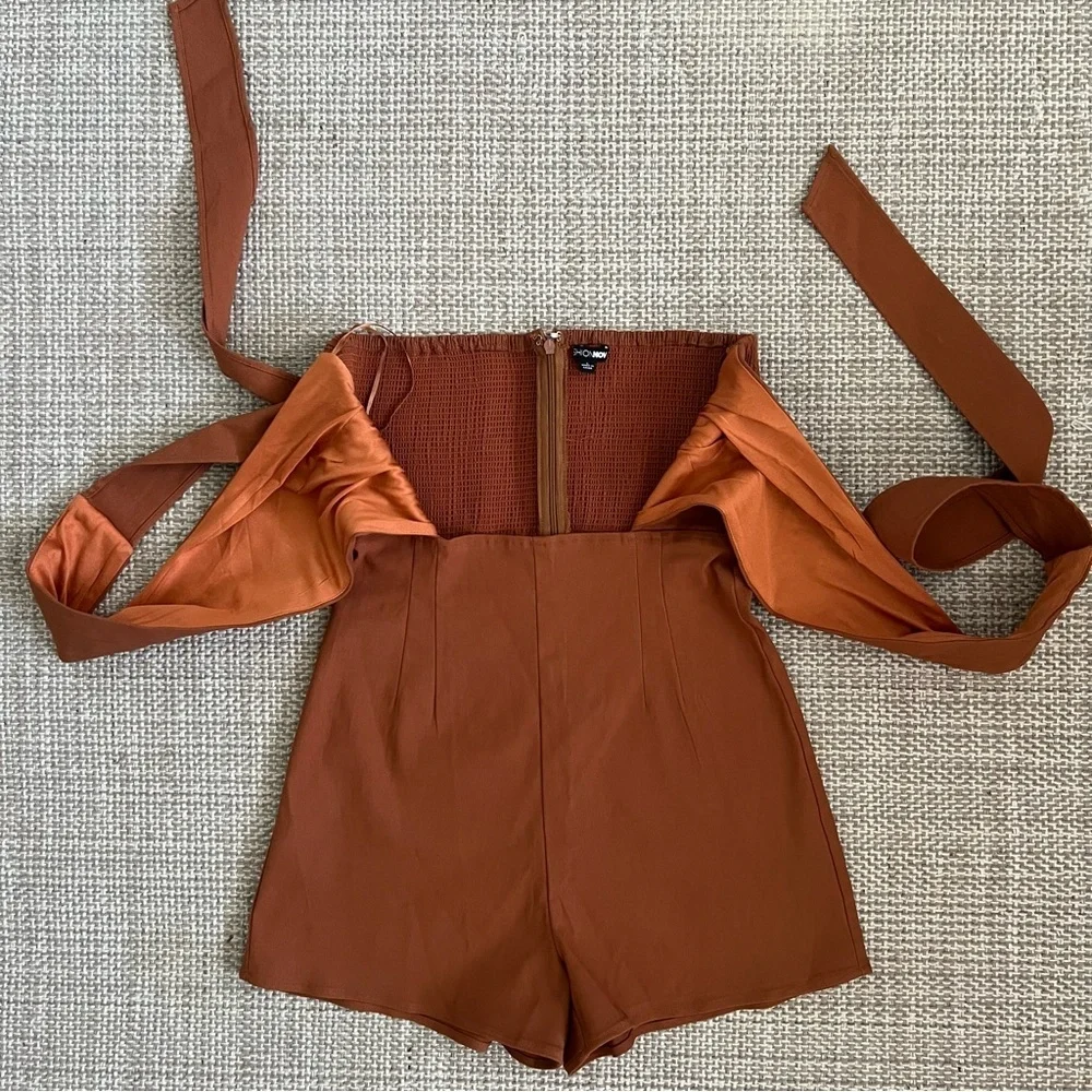 Fashion Nova Orange Cross Halter Playsuit - Picture 3 of 6